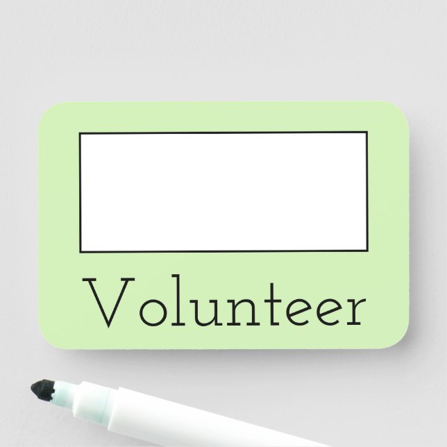 Sleek, aktuelle "Volunteer Name Tag" Namensschild (Beispiel)