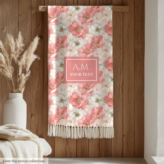 Sleek Alcohol Ink Blush and Gold Trendy Monogram Fleecedecke (Sleek Alcohol Ink Blush and Gold Trendy Monogram Fleece Blanket)