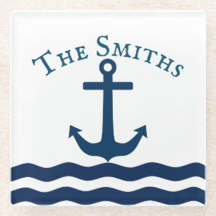 Sleek Anchor Nautical Custom Glasuntersetzer