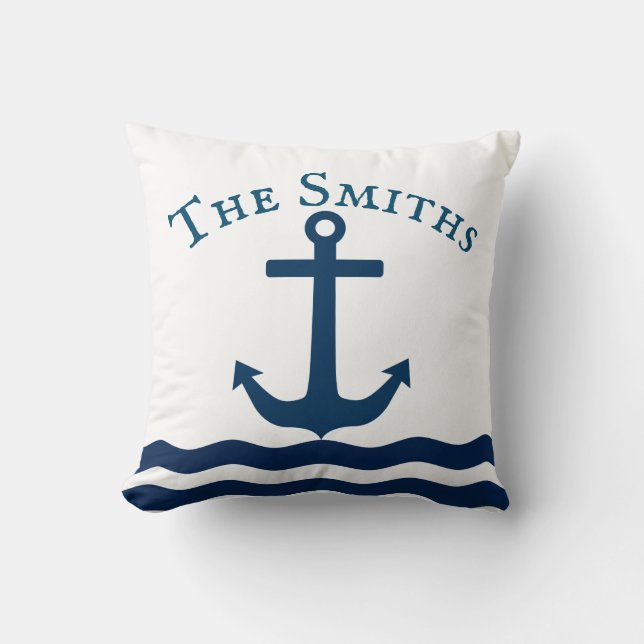 Sleek Anchor Nautical Custom Kissen (Vorderseite)
