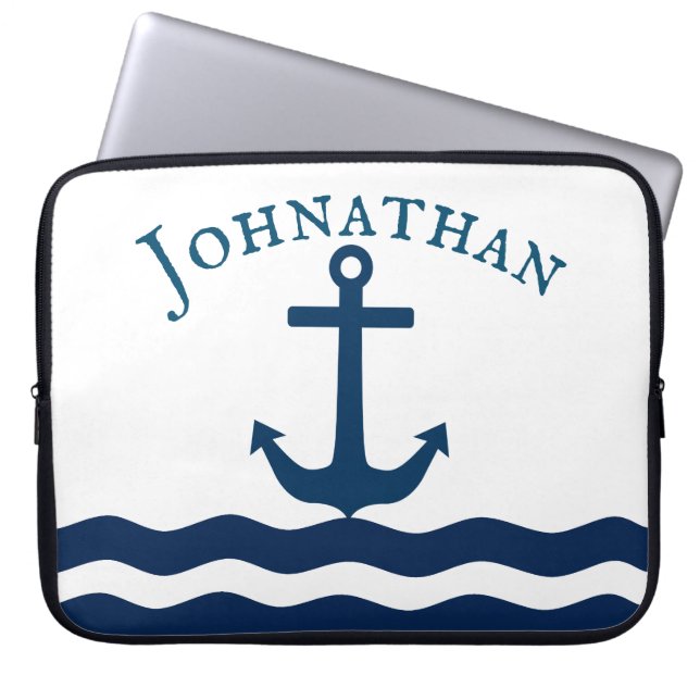Sleek Anchor Nautical Custom Laptopschutzhülle (Vorderseite)