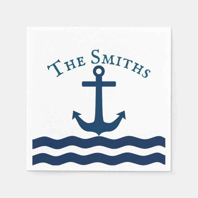 Sleek Anchor Nautical Custom Serviette (Vorderseite)