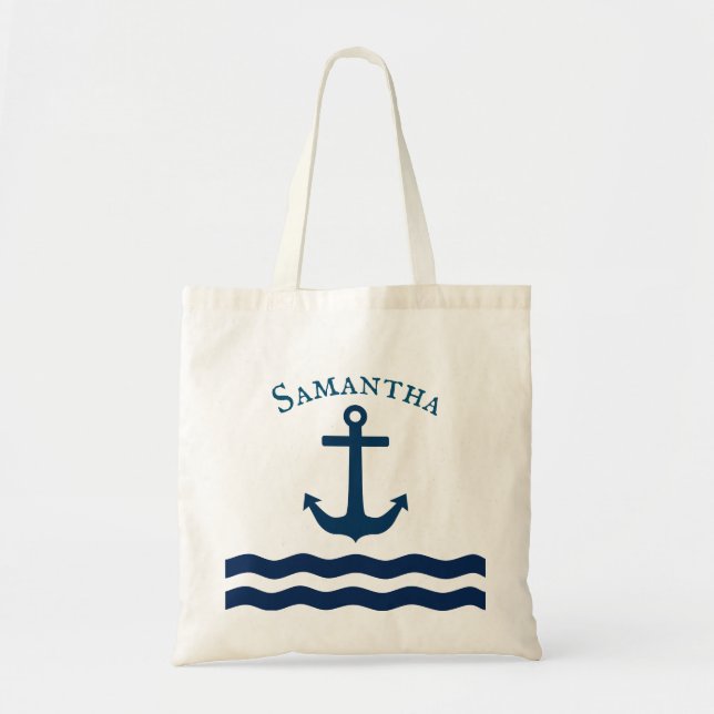 Sleek Anchor Nautical Custom Tragetasche (Vorne)