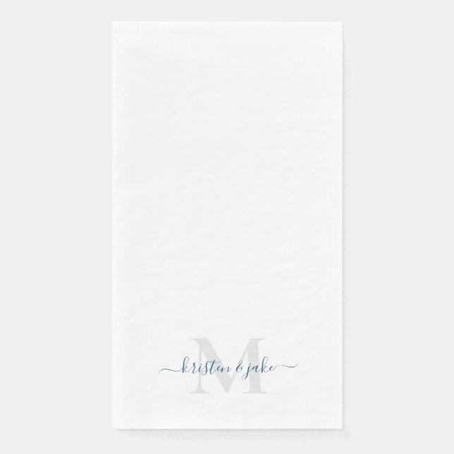Sleek and Simple Teal Monogram Swash Serviette (Vorderseite)