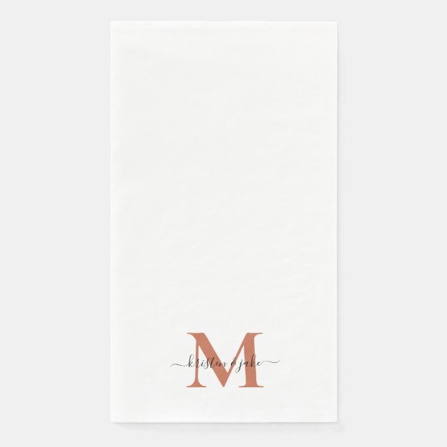 Sleek and Simple Terracotta Monogram Swash Serviette (Vorderseite)