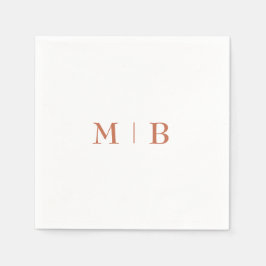 Sleek and Simple Terracotta Monogram Wedding Serviette