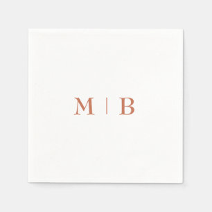 Sleek and Simple Terracotta Monogram Wedding Serviette