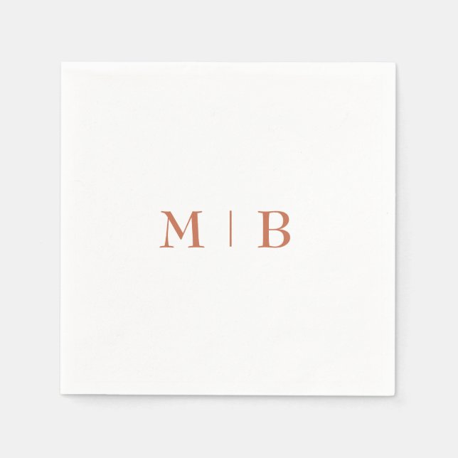 Sleek and Simple Terracotta Monogram Wedding Serviette (Vorderseite)