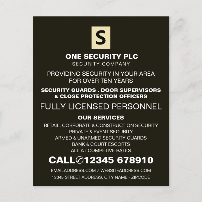 Sleek & Beruflich Security Personal Advert Flyer (Vorne)