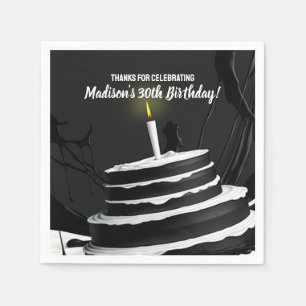 Sleek Black and White Cake Thema Geburtstagsparty Serviette