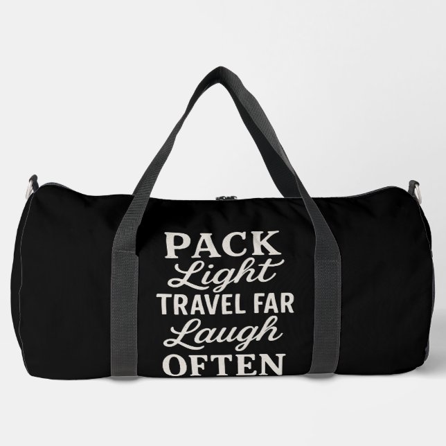 Sleek Black Bold Typografy Weekend Getaways Duffle Bag (Vorderseite)