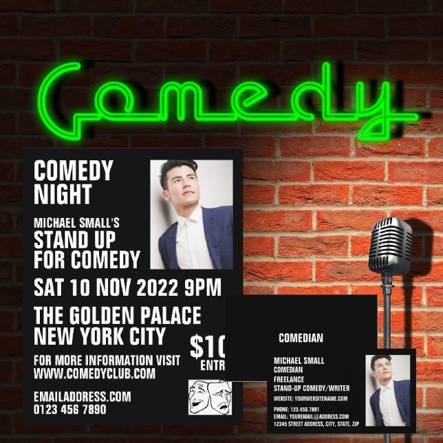 Sleek Black, Comedian, Comedy Club Werbung Flyer (Von Creator hochgeladen)