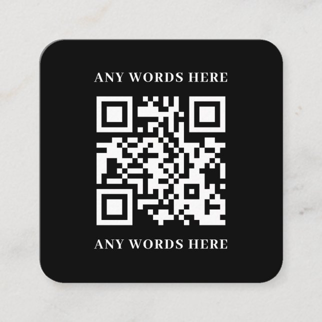 Sleek Black Custom QR Code mit Logo Quadratische Visitenkarte (Vorderseite)