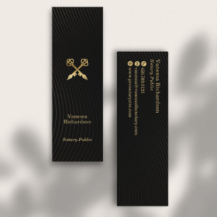 Sleek Black & Gold Pens Luxus Notar Public Mini Visitenkarte