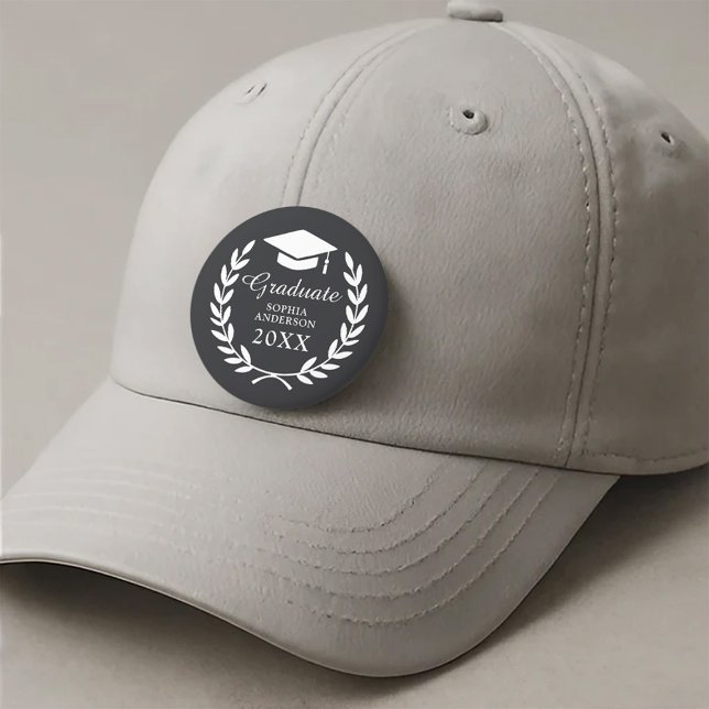 Sleek Black Laurel Wreath Emblem Abschluss Prix Button (Von Creator hochgeladen)