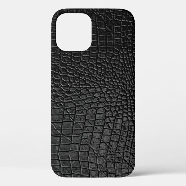 Sleek Black: Leather Texture Elegance Case-Mate iPhone Hülle (Rückseite)