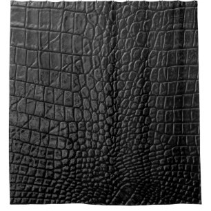 Sleek Black: Leather Texture Elegance Duschvorhang