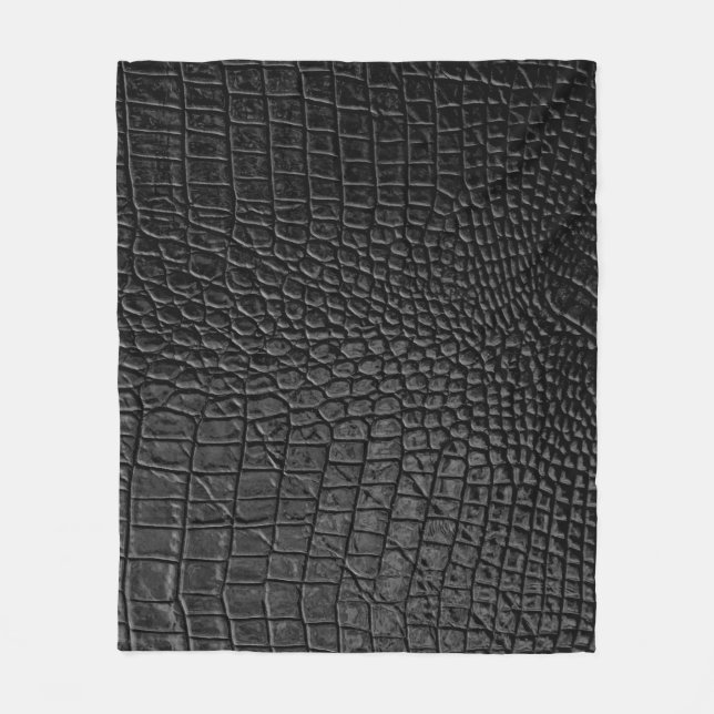 Sleek Black: Leather Texture Elegance Fleecedecke (Vorderseite)
