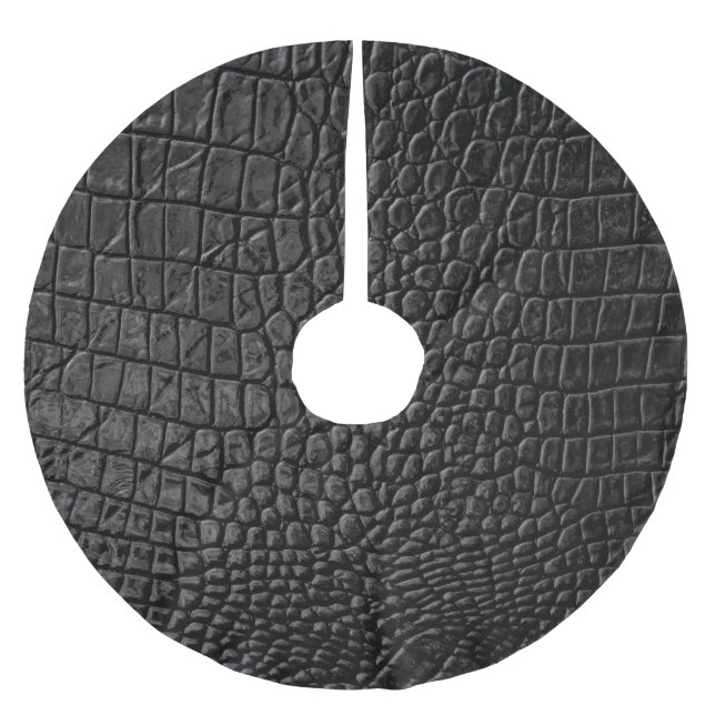 Sleek Black: Leather Texture Elegance Polyester Weihnachtsbaumdecke (Vorderseite)