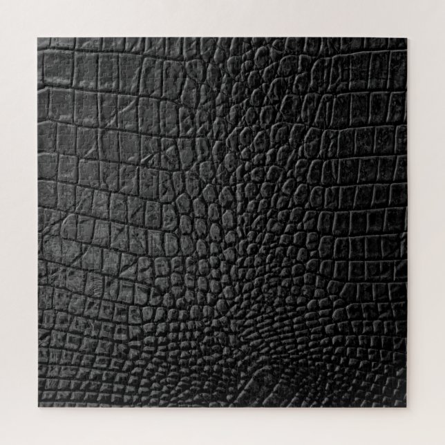 Sleek Black: Leather Texture Elegance Puzzle (Vertikal)