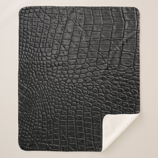 Sleek Black: Leather Texture Elegance Sherpadecke (Vorderseite)