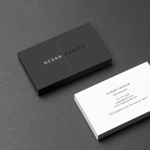 Sleek Black Minimalistisch Beruflich   Unternehmer Visitenkarte