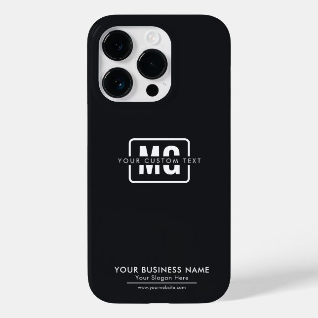 Sleek Black Mit Monogramm Business Identity Giveaw Case-Mate iPhone Hülle (Rückseite)
