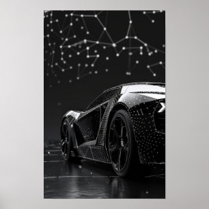 Sleek Black Modern Cars geschützt durch Graphen Poster