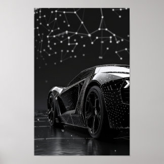 Sleek Black Modern Cars geschützt durch Graphen Poster