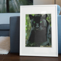 Sleek Black Panther Cat mit grünen Augen