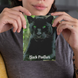 Sleek Black Panther Cat mit grünen Augen Postkarte