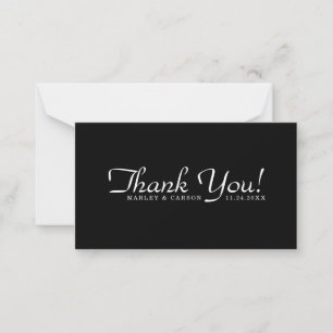 Sleek Black Simple Script Wedding Budget Vielen Da Mitteilungskarte