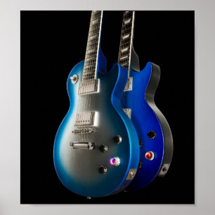 Sleek Blue Electric Guitars Poster