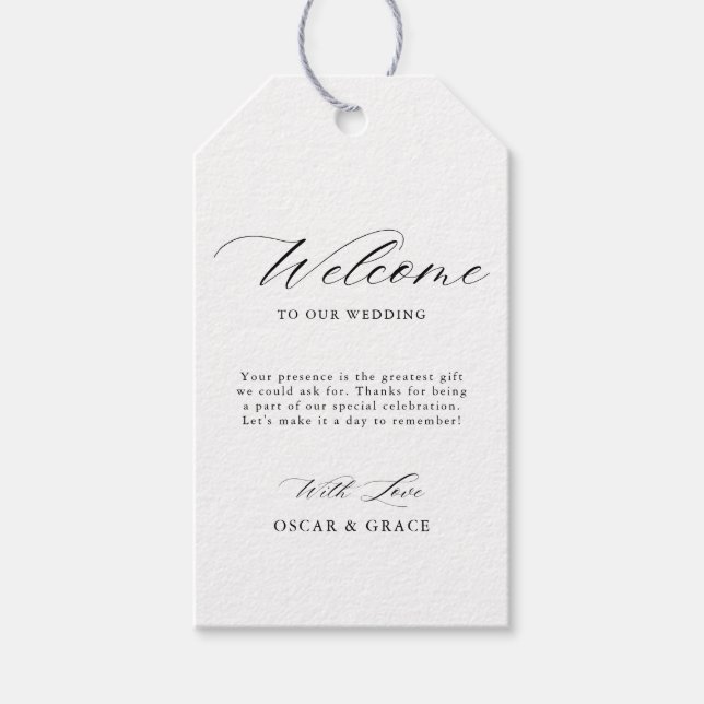 Sleek Calligraphy Minimalistische Schwarz-weiße Ho Geschenkanhänger (Vorderseite)