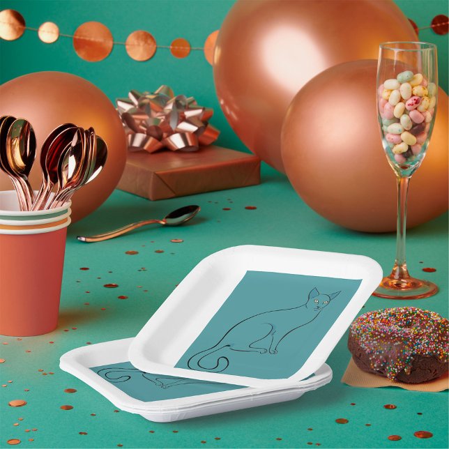 Sleek Cat Sketch Pappteller (Von Creator hochgeladen)