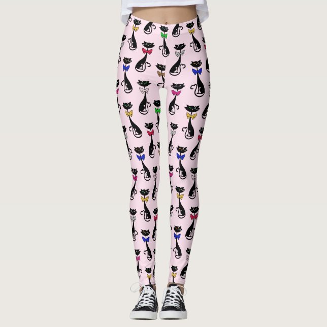 Sleek Cats mit Bow-Krawatte Leggings (Vorderseite)
