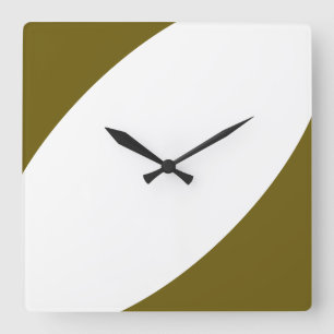 Sleek Chic Olive Green Sweeping Curve Quadratische Wanduhr