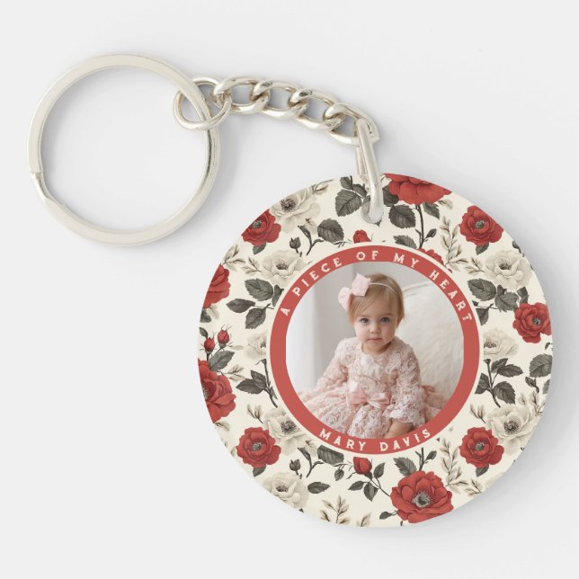 Sleek Christmas Gifts For Wife Photo Rose Flower Schlüsselanhänger (Vorderseite)