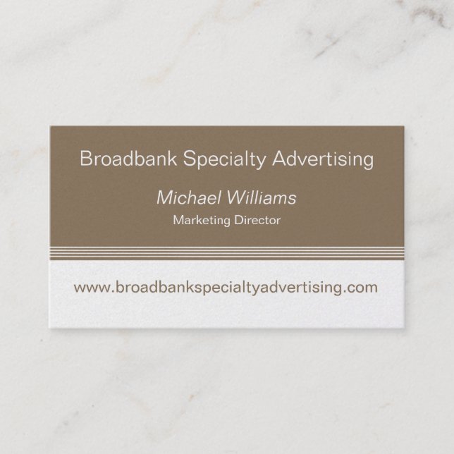 Sleek Color Block Business Card, Mocha Visitenkarte (Vorderseite)