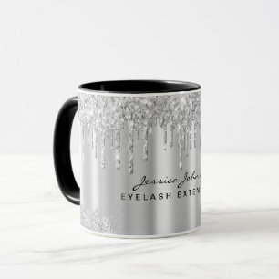 Sleek cool Silver Grau Glitzer Tropfen Custom Tass Tasse