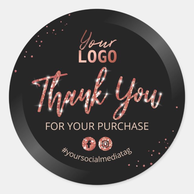 Sleek Funkelnd Vielen Dank für Ihren Einkauf Runder Aufkleber (Vorderseite)
