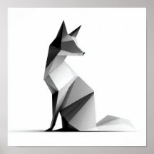 Sleek Geometric Origami Fox Print