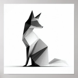 Sleek Geometric Origami Fox Print Poster