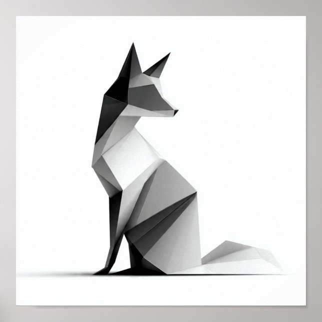 Sleek Geometric Origami Fox Print Poster (Vorne)