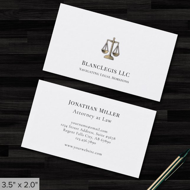 Sleek Gold Justice Scale Legal Business Card Visitenkarte (Von Creator hochgeladen)