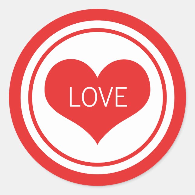 Sleek Heart Stickers, Red Runder Aufkleber (Vorderseite)