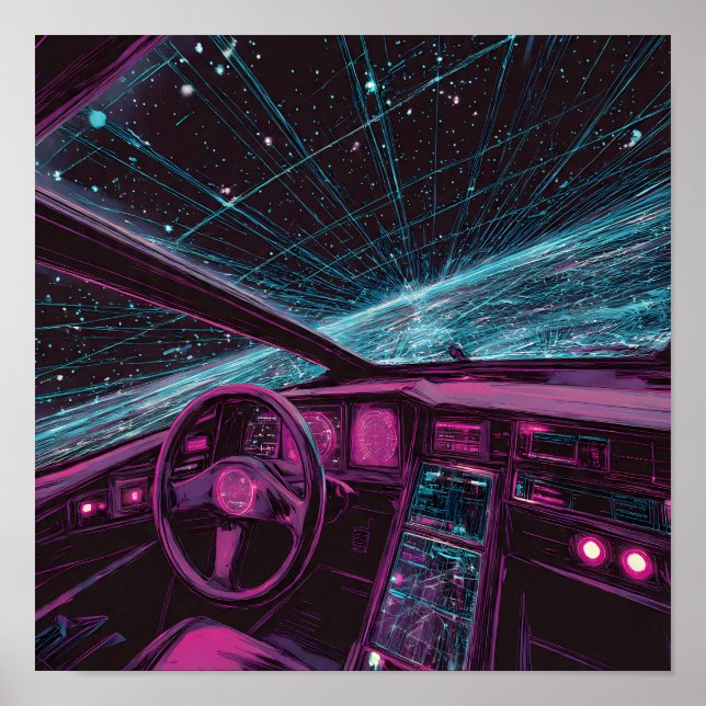 Sleek High-Tech Art: Digital Horizon Command Deck Poster (Vorne)