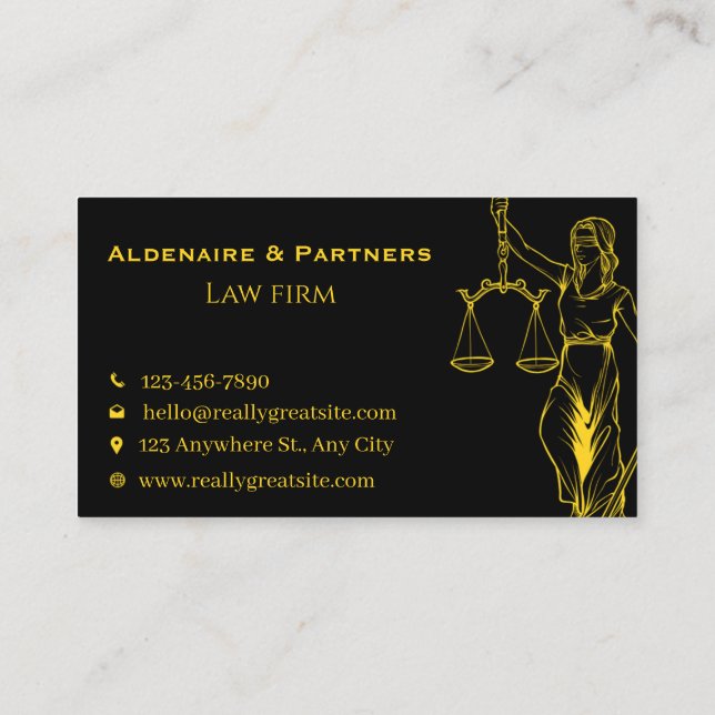 Sleek Law & Justice Business Card | Attorney Visitenkarte (Rückseite)