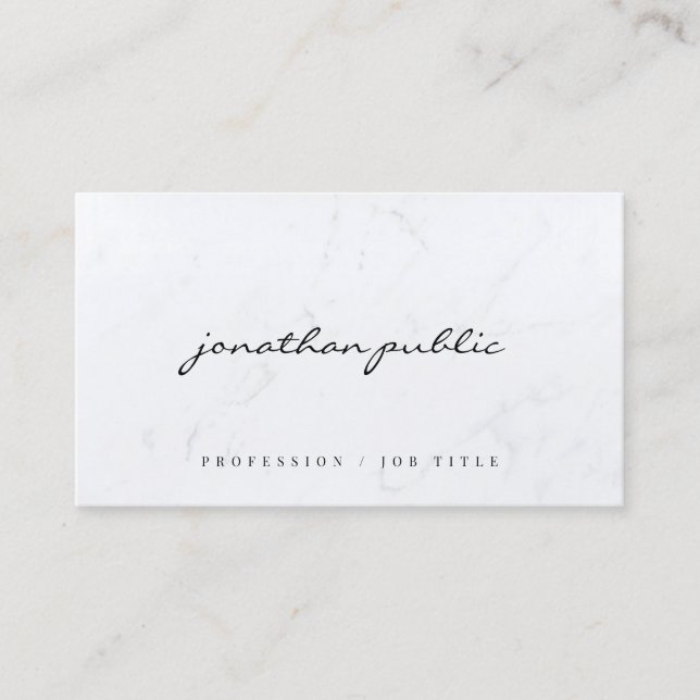 Sleek Marble Template Calligraphy Script Luxury Visitenkarte (Vorderseite)