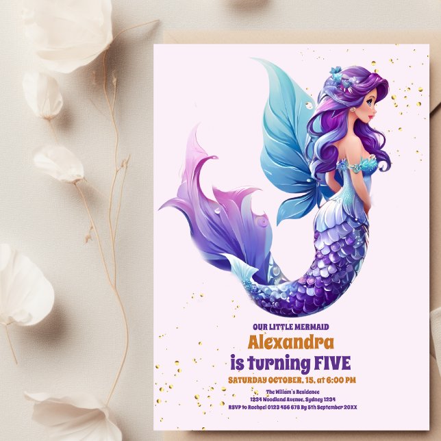 Sleek Mermaid unter dem Meer Geburtstag Einladung (Von Creator hochgeladen)